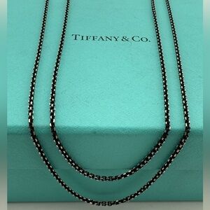 Tiffany & Co. Black Enamel Coated 30” “Sparkle” Chain Necklace 1.7mm